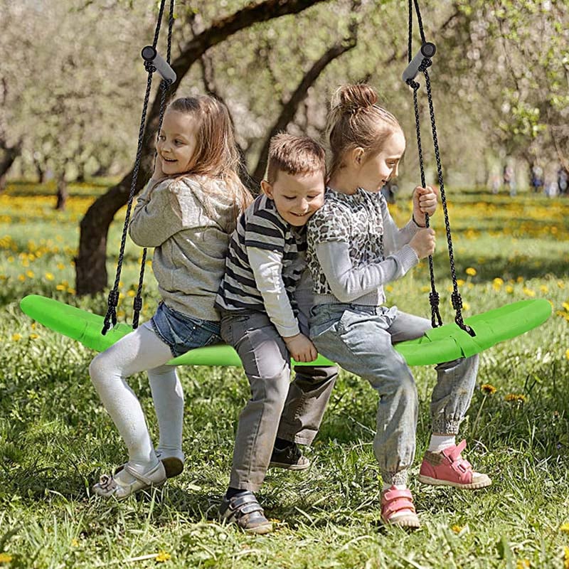 Saucer Tree Swing Adjustable Height Surfing Swing with Soft Handles & Padded Edge, Oval Hanging Platform Swing for Kids Outdoor Indoor Fun