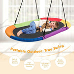 60" Giant Saucer Tree Swing Waterproof Platform Swing Outdoor Oval Flying Swing Set with Adjustable Hanging Straps for Kids Backyard