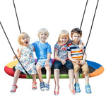 60" Giant Saucer Tree Swing Waterproof Platform Swing Outdoor Oval Flying Swing Set with Adjustable Hanging Straps for Kids Backyard