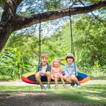 60" Giant Saucer Tree Swing Waterproof Platform Swing Outdoor Oval Flying Swing Set with Adjustable Hanging Straps for Kids Backyard