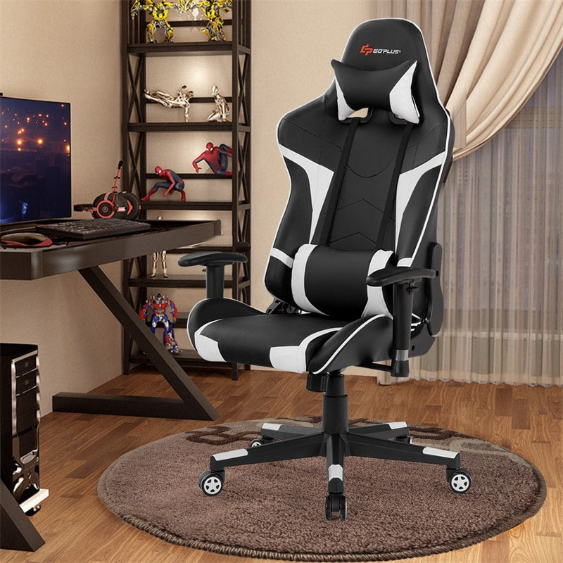 Adjustable Massage Gaming Chair High Back PU Leather Racing Gaming Chair Office Computer Reclining Chair with Lumbar Support