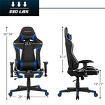 Adjustable Massage Gaming Chair High Back PU Leather Racing Gaming Chair Office Computer Reclining Chair with Lumbar Support