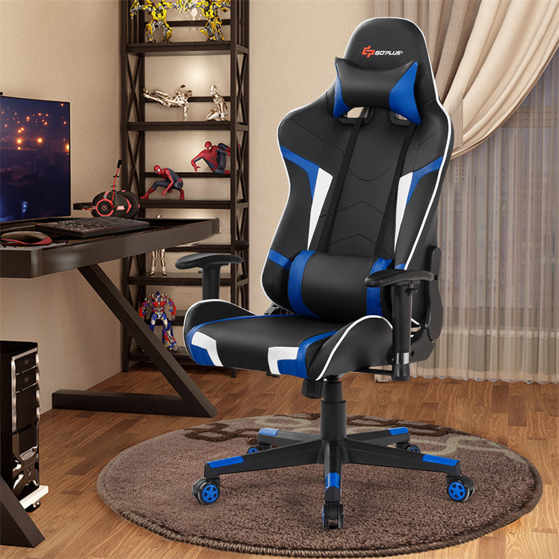 Adjustable Massage Gaming Chair High Back PU Leather Racing Gaming Chair Office Computer Reclining Chair with Lumbar Support