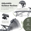 Outdoor Aluminum Folding Chaise Lounge Reclining Patio Lounge Chair with Headrest Pillow, 8-Level Adjustable Backrest & 2 Leg Positions