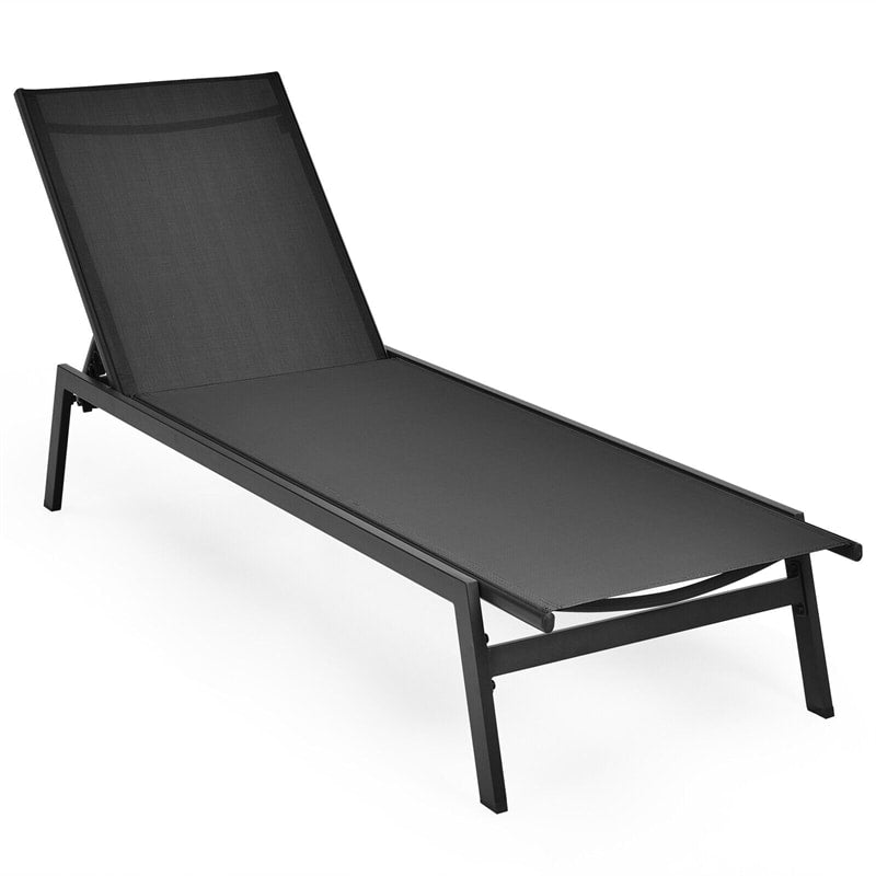 Outdoor Chaise Lounge Chair Reclining Pool Chair with 6-Position Adjustable Backrest