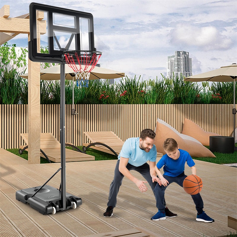 Portable Basketball Hoop 4.25-10FT Height Adjustable Basketball Goal System for Kids Adults with 44" Shatterproof Backboard & 2 Nets