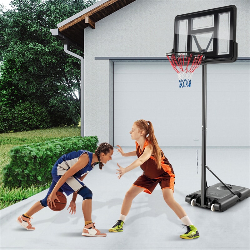 Portable Basketball Hoop 4.25-10FT Height Adjustable Basketball Goal System for Kids Adults with 44" Shatterproof Backboard & 2 Nets