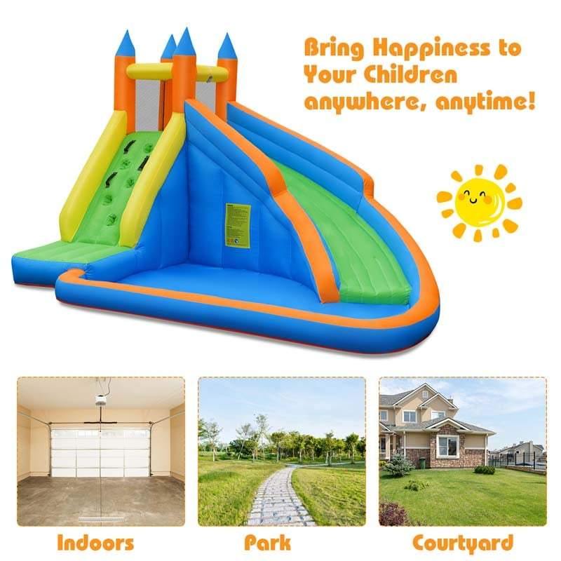 Inflatable Mighty Bounce House Jumper with Water Slide - Bestoutdor