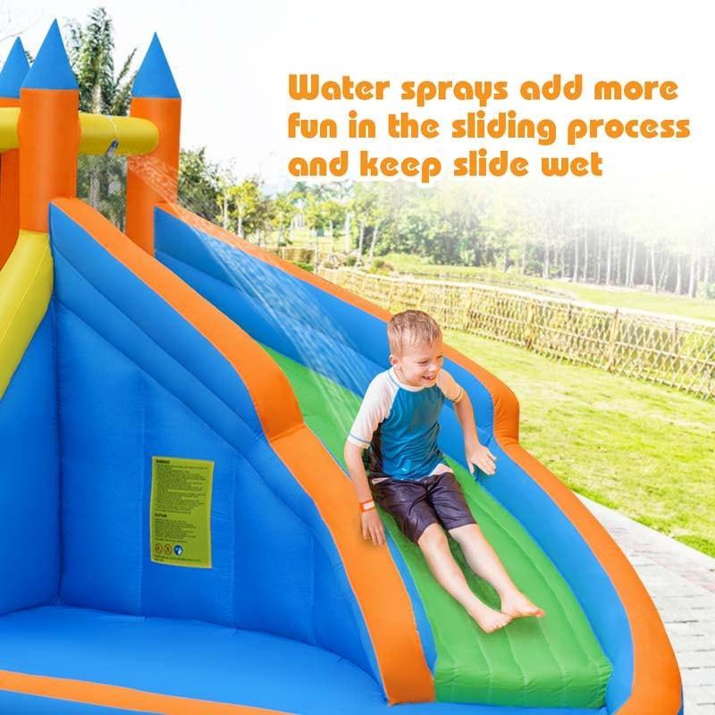 Inflatable Mighty Bounce House Jumper with Water Slide - Bestoutdor