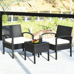 3 Pcs Patio Rattan Furniture Set Cushioned Sofa Deck - Bestoutdor