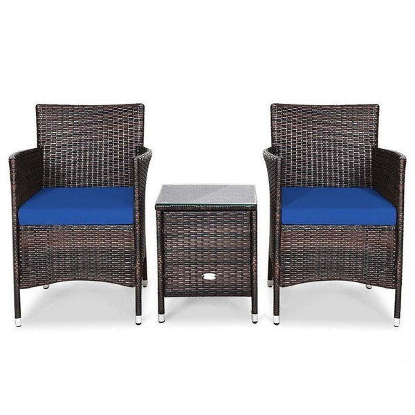 3 Pieces Patio Rattan Wicker Furniture Sets with Table - Bestoutdor