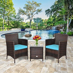 3 Pieces Patio Rattan Wicker Furniture Sets with Table - Bestoutdor