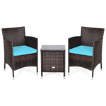 3 Pieces Patio Rattan Wicker Furniture Sets with Table - Bestoutdor