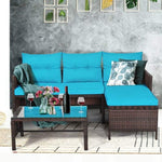 3 Pcs Outdoor PE Rattan Furniture Set Corner Sofa Set - Bestoutdor