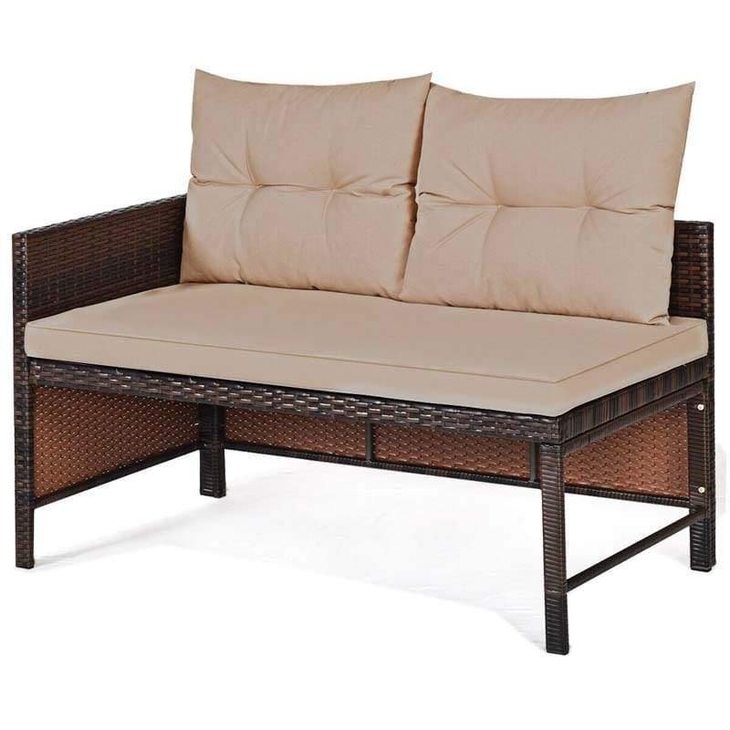 3 Pcs Outdoor PE Rattan Furniture Set Corner Sofa Set - Bestoutdor