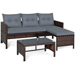 3 Pcs Outdoor PE Rattan Furniture Set Corner Sofa Set - Bestoutdor