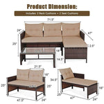 3 Pcs Outdoor PE Rattan Furniture Set Corner Sofa Set - Bestoutdor