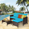 3 Pcs Outdoor PE Rattan Furniture Set Corner Sofa Set - Bestoutdor