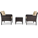 3 Pieces PE Rattan Wicker Chair Set with Seat Cushions - Bestoutdor