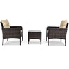 3 Pieces PE Rattan Wicker Chair Set with Seat Cushions - Bestoutdor