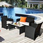 4 Pcs Wicker Conversation Furniture Set Patio Sofa - Bestoutdor