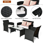 4 Pcs Wicker Conversation Furniture Set Patio Sofa - Bestoutdor