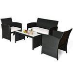 4 Pcs Wicker Conversation Furniture Set Patio Sofa - Bestoutdor