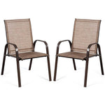 2PCS Patio Sling Chairs Outdoor Dining Chairs with Armrests & Breathable Fabric, Steel Frame Deck Chairs for Garden Backyard