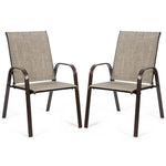 2PCS Patio Sling Chairs Outdoor Dining Chairs with Armrests & Breathable Fabric, Steel Frame Deck Chairs for Garden Backyard