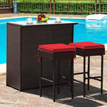 3PCS Outdoor Wicker Bar Set with Stools and Table - Bestoutdor