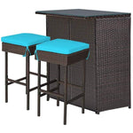 3PCS Outdoor Wicker Bar Set with Stools and Table - Bestoutdor