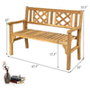 Foldable Wood Patio Bench with Curved Backrest and Armrest - Bestoutdor