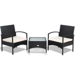 Bestoutdor 3 Pcs Patio Wicker Rattan Bistro Set Coffee Table & 2 Chairs with Cushions