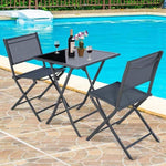 3 Pcs Outdoor Bistro Table Set Folding Porch Furniture - Bestoutdor