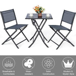 3 Pcs Outdoor Bistro Table Set Folding Porch Furniture - Bestoutdor