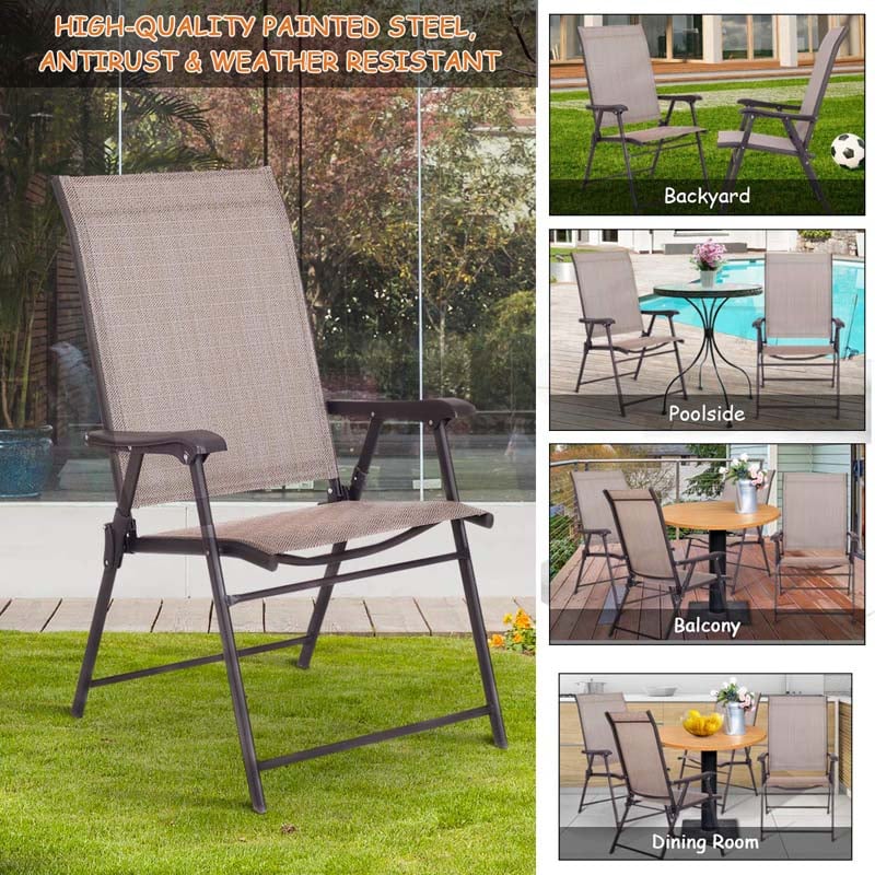 Patio Chairs Folding Sling Back Chairs - Bestoutdor