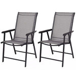 2PCS Patio Folding Dining Chairs Outdoor Sling Chairs Metal Frame Portable Chairs with Armrests for Lawn Garden Deck Camping Beach