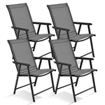 4 Pack Patio Folding Dining Chairs Outdoor Sling Chairs Metal Frame Portable Chairs with Armrests for Lawn Garden Deck Camping Beach