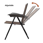 Set of 4 Outdoor Folding Chairs Patio Dining Chairs Adjustable Back Sling Chairs with Armrest