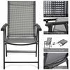 2PCS Patio Folding Dining Chairs Outdoor Sling Chairs Metal Frame Portable Chairs with Armrests for Lawn Garden Deck Camping Beach