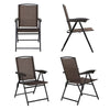 Set of 4 Outdoor Folding Chairs Patio Dining Chairs Adjustable Back Sling Chairs with Armrest