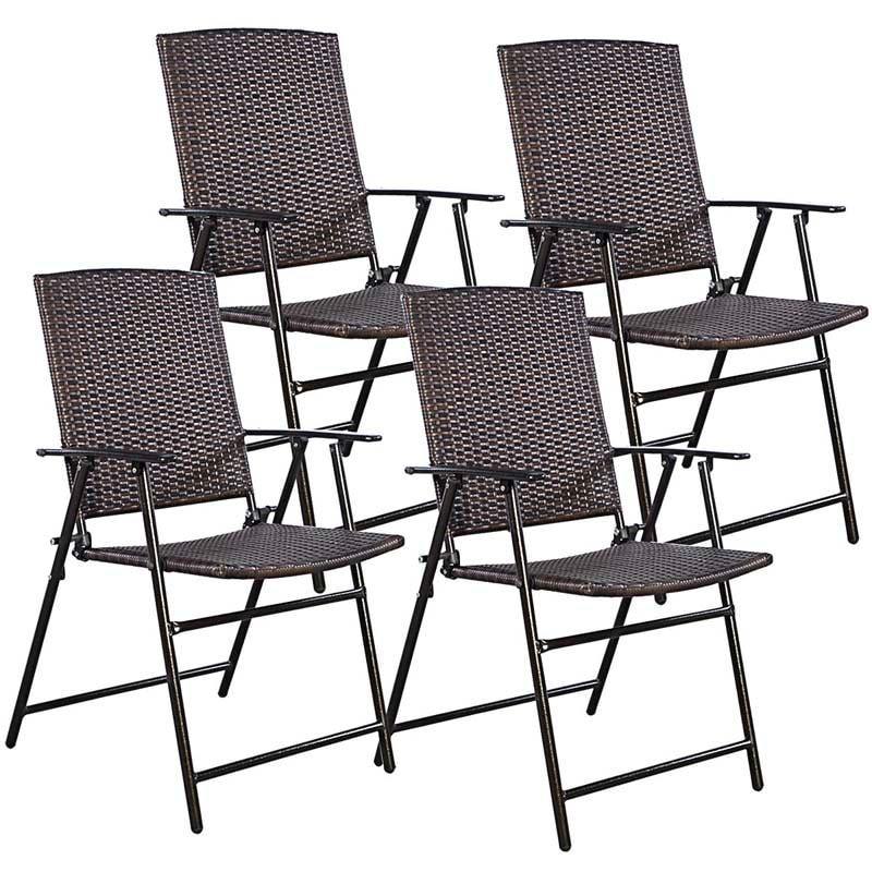 4 Pcs Patio Folding Rattan Chairs - Bestoutdor