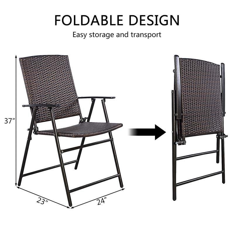 4 Pcs Patio Folding Rattan Chairs - Bestoutdor