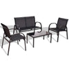 4 Pcs Patio Furniture Set with Glass Top Coffee Table - Bestoutdor