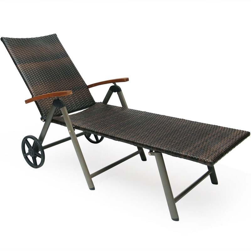 Outdoor Chaise Lounge Chair Rattan Recliner Chair