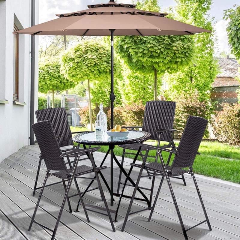 4 Pcs Rattan Wicker Folding Chairs - Bestoutdor