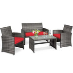 4 Pieces Outdoor Rattan Sofa Set with Cushions and Table - Bestoutdor