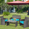 4 Pieces Outdoor Rattan Sofa Set with Cushions and Table - Bestoutdor