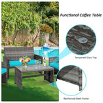 4 Pieces Outdoor Rattan Sofa Set with Cushions and Table - Bestoutdor