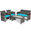 4 Pieces Outdoor Rattan Sofa Set with Cushions and Table - Bestoutdor